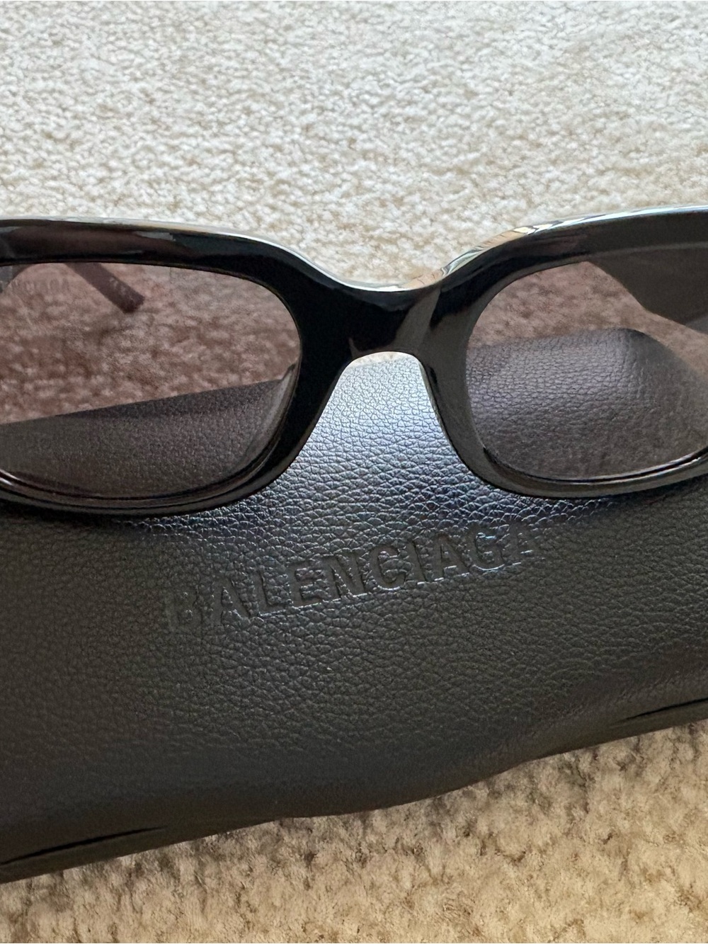 Balenciaga Slim Rectangular Black Sunglasses
